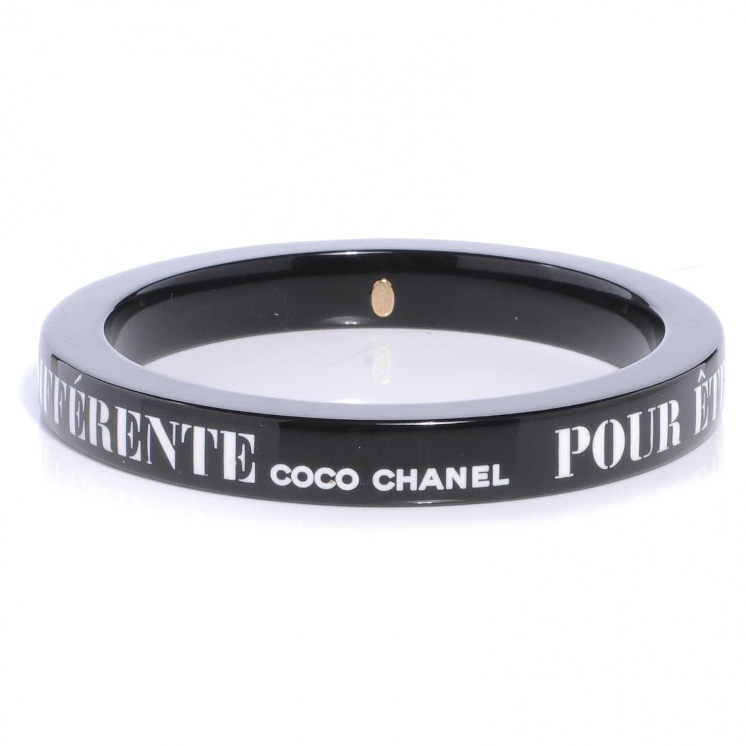 Chanel Resin Coco French Quote Bangle Black 1 of 5