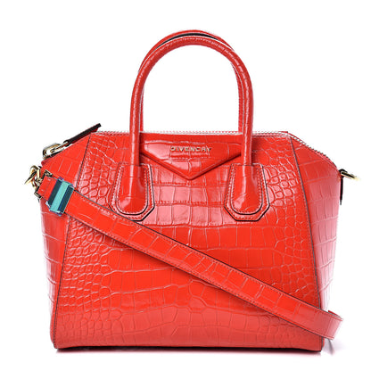 Givenchy Calfskin Crocodile Embossed Small Antigona Red 1 of 10