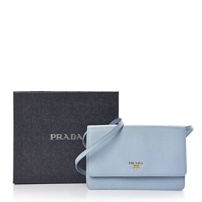 Prada Saffiano Metal Flap Wallet With Strap Astrale 9 of 9