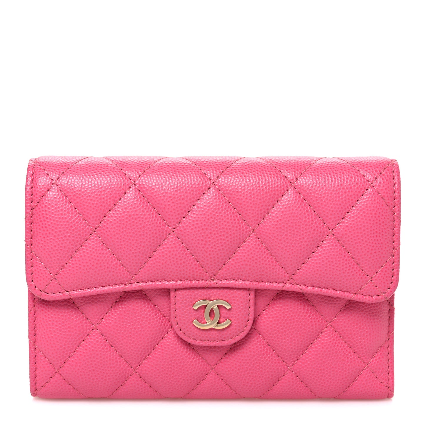 Caviar Quilted Medium Flap Wallet Pink