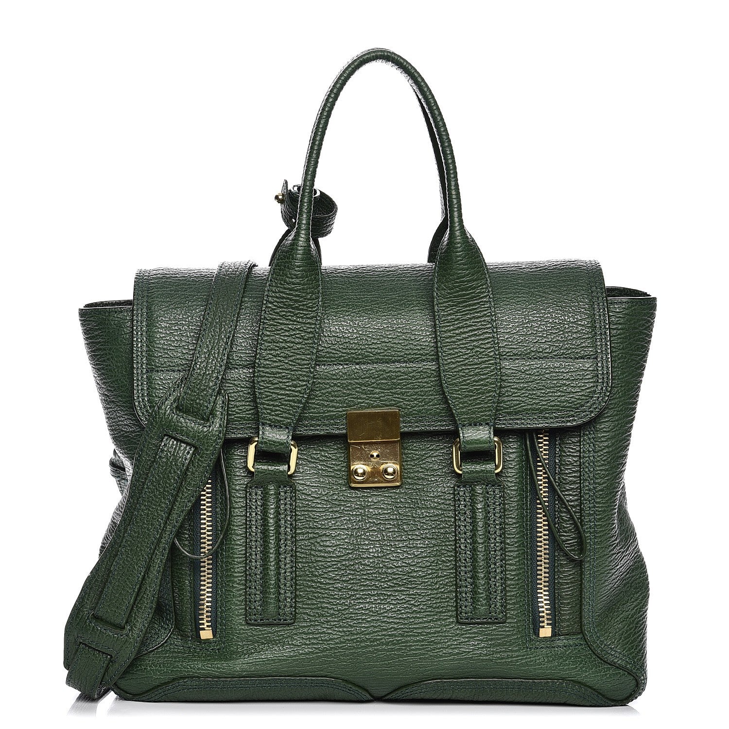3.1 Phillip Lim 3.1 Textured Calfskin Medium Pashli Satchel Jade 1 of 12