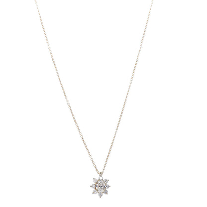 Tiffany 18K Yellow Gold Diamond Flower Cluster Pendant Necklace 1 of 6