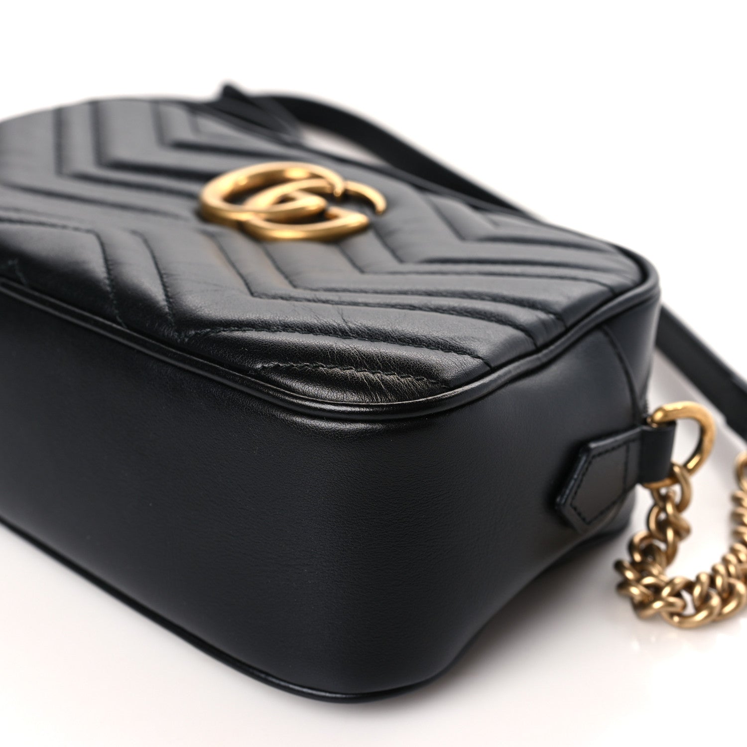 Gucci Calfskin Matelasse Small GG Marmont Chain Shoulder Bag Black 9 of 9