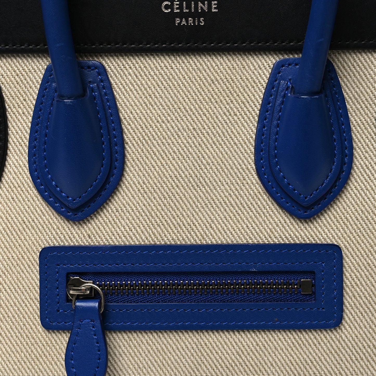 Canvas Smooth Calfskin Nano Tri-Color Luggage Natural Blue