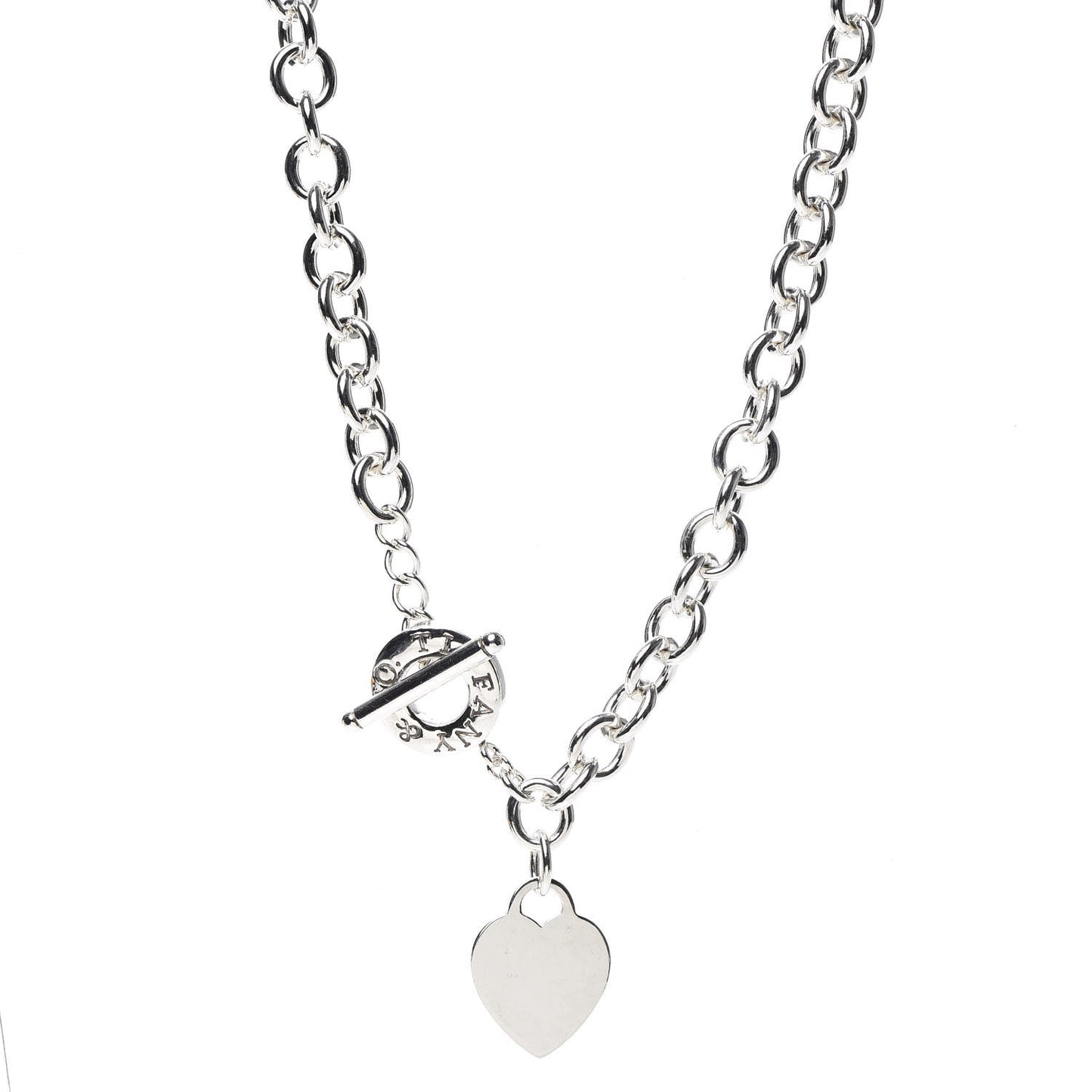 Sterling Silver Heart Tag Toggle Necklace