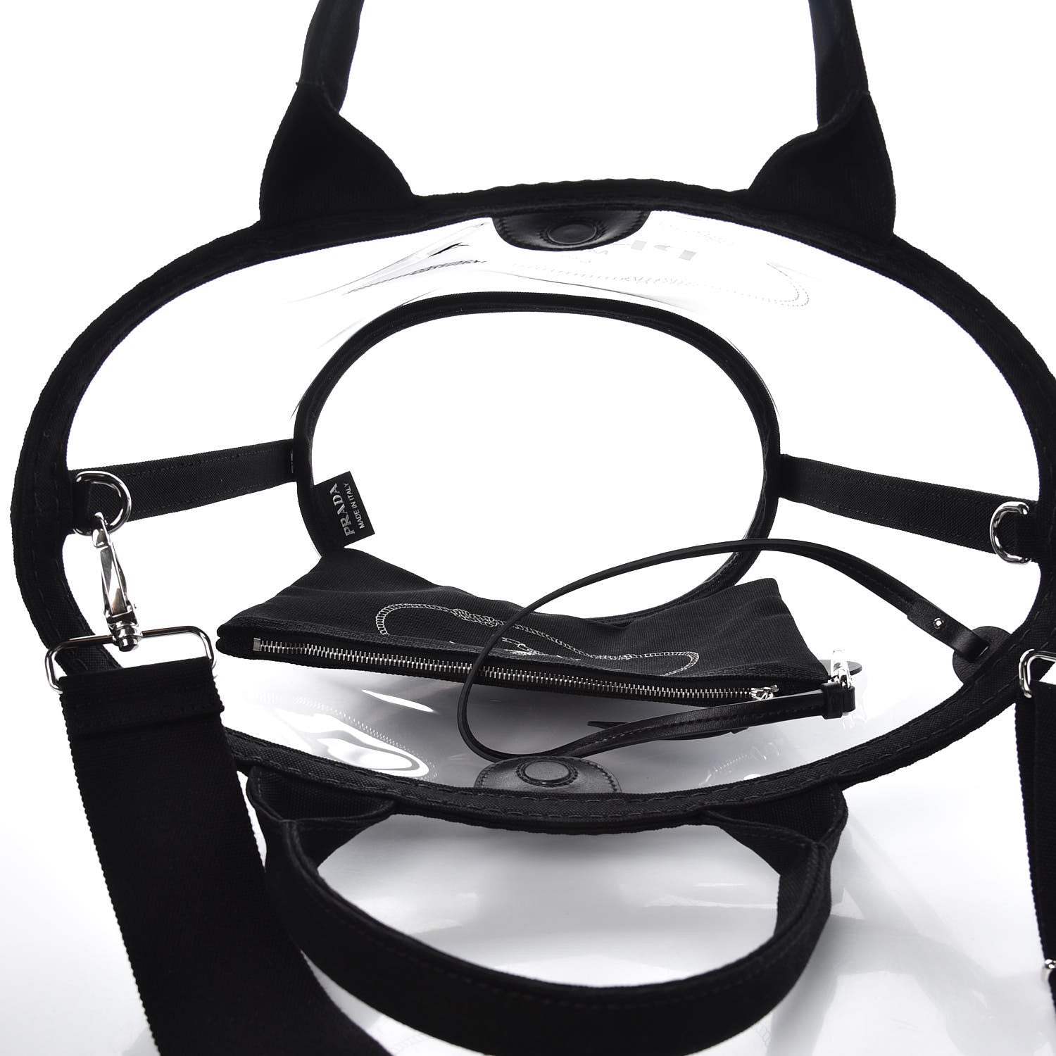 Prada Plexiglass Canapa Small Shopper Tote Black 6 of 7