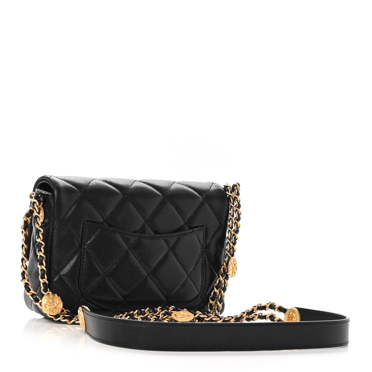 Caviar Quilted Small Twist Your Buttons Flap Black