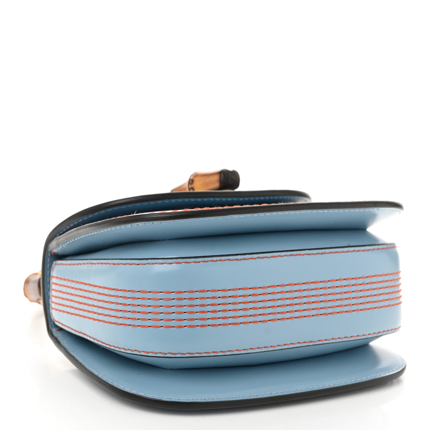 Gucci Boarded Dyana Lux Calfskin Web Mini Bamboo 1947 Top Handle Bag Blue 4 of 10