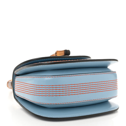 Gucci Boarded Dyana Lux Calfskin Web Mini Bamboo 1947 Top Handle Bag Blue 4 of 10
