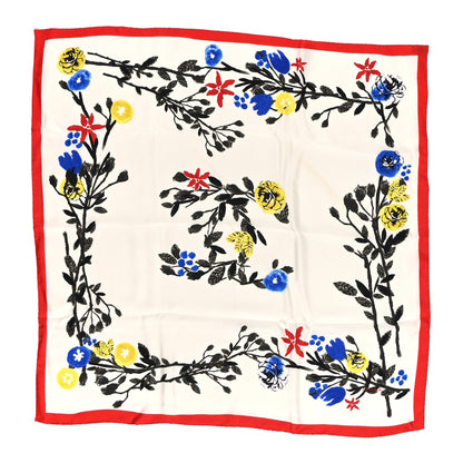 Chanel Silk Floral CC Square Scarf White Multicolor 1 of 3