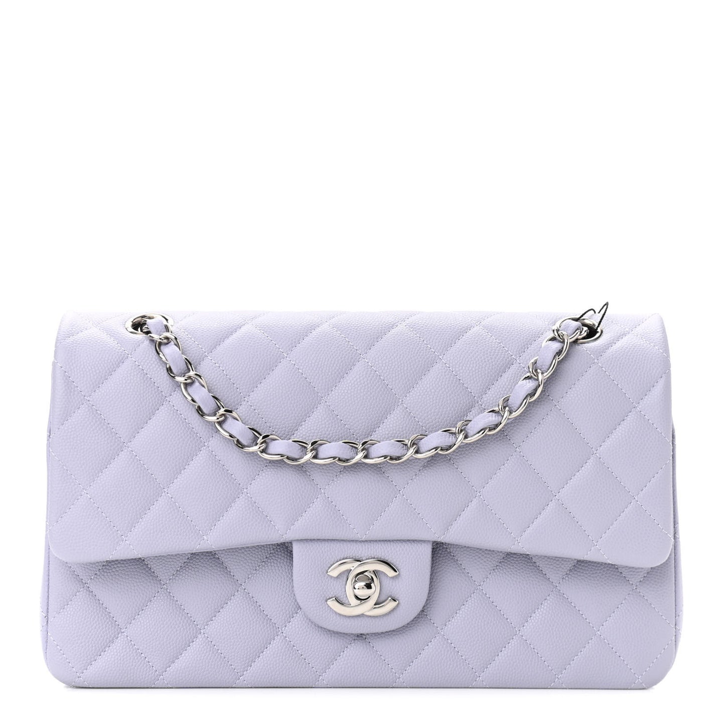 Caviar Quilted Medium Double Flap Light Purple