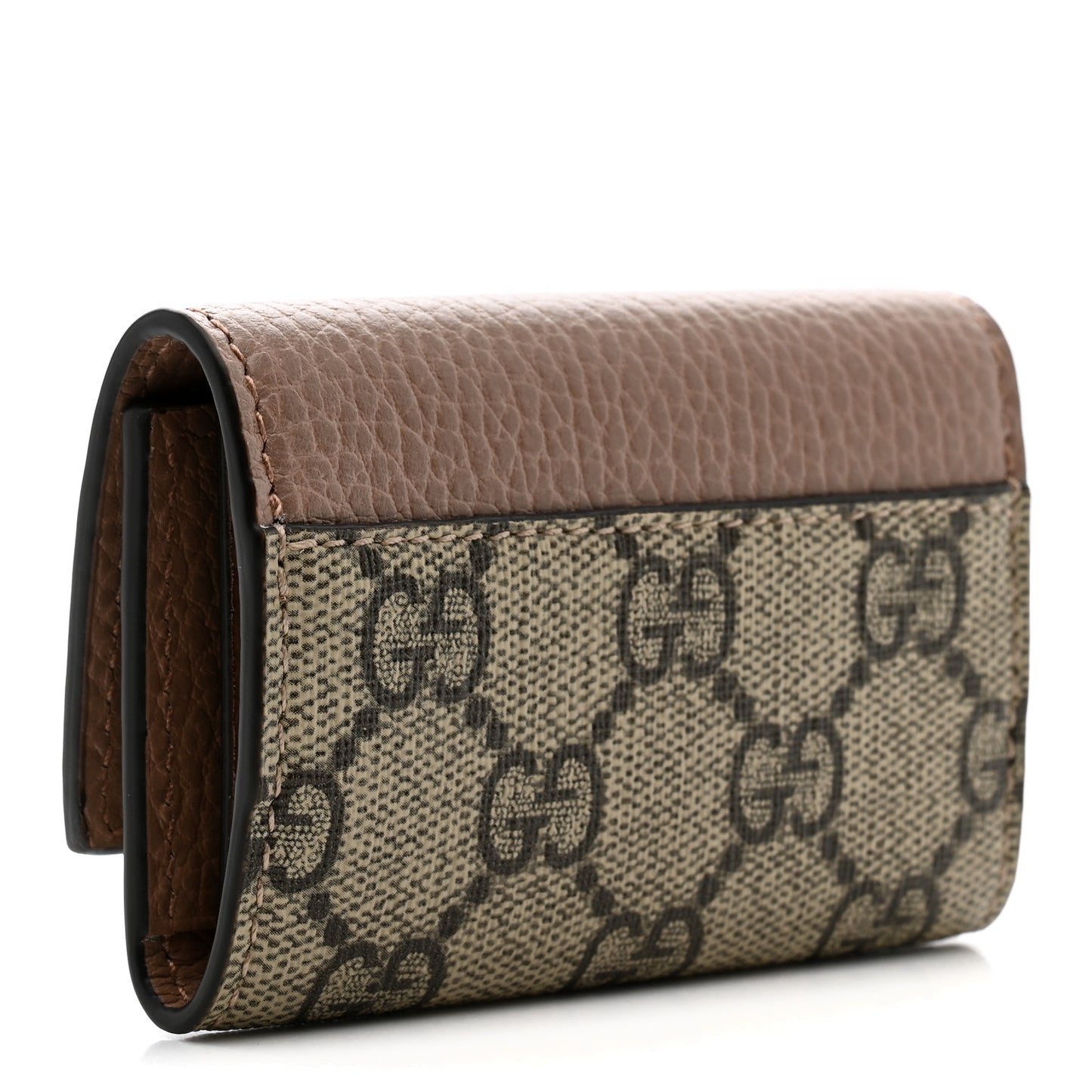 Dollar Calfskin GG Supreme Monogram GG Marmont 6 Key Holder Case Porcelain Rose Beige Ebony