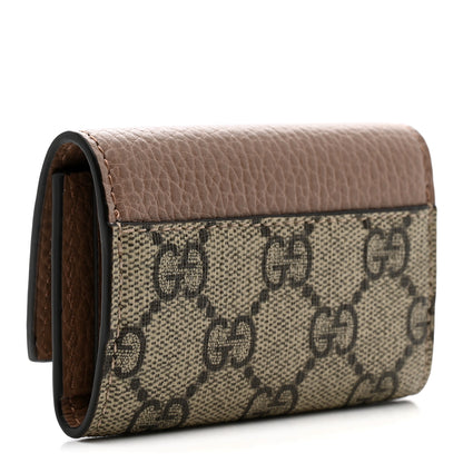 Gucci Dollar Calfskin GG Supreme Monogram GG Marmont 6 Key Holder Case Porcelain Rose Beige Ebony 3 of 8