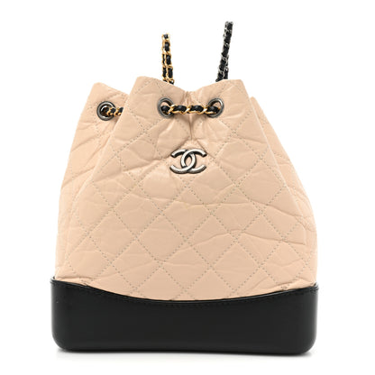 Chanel Aged Calfskin Quilted Small Gabrielle Backpack Beige Black 1 of 11