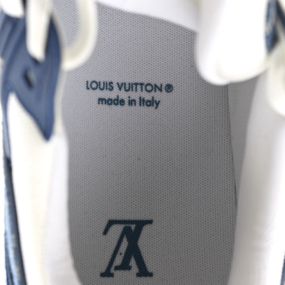Louis Vuitton Calfskin Embossed Monogram Denim Mens LV Trainer Sneakers 12 Blue 7 of 8