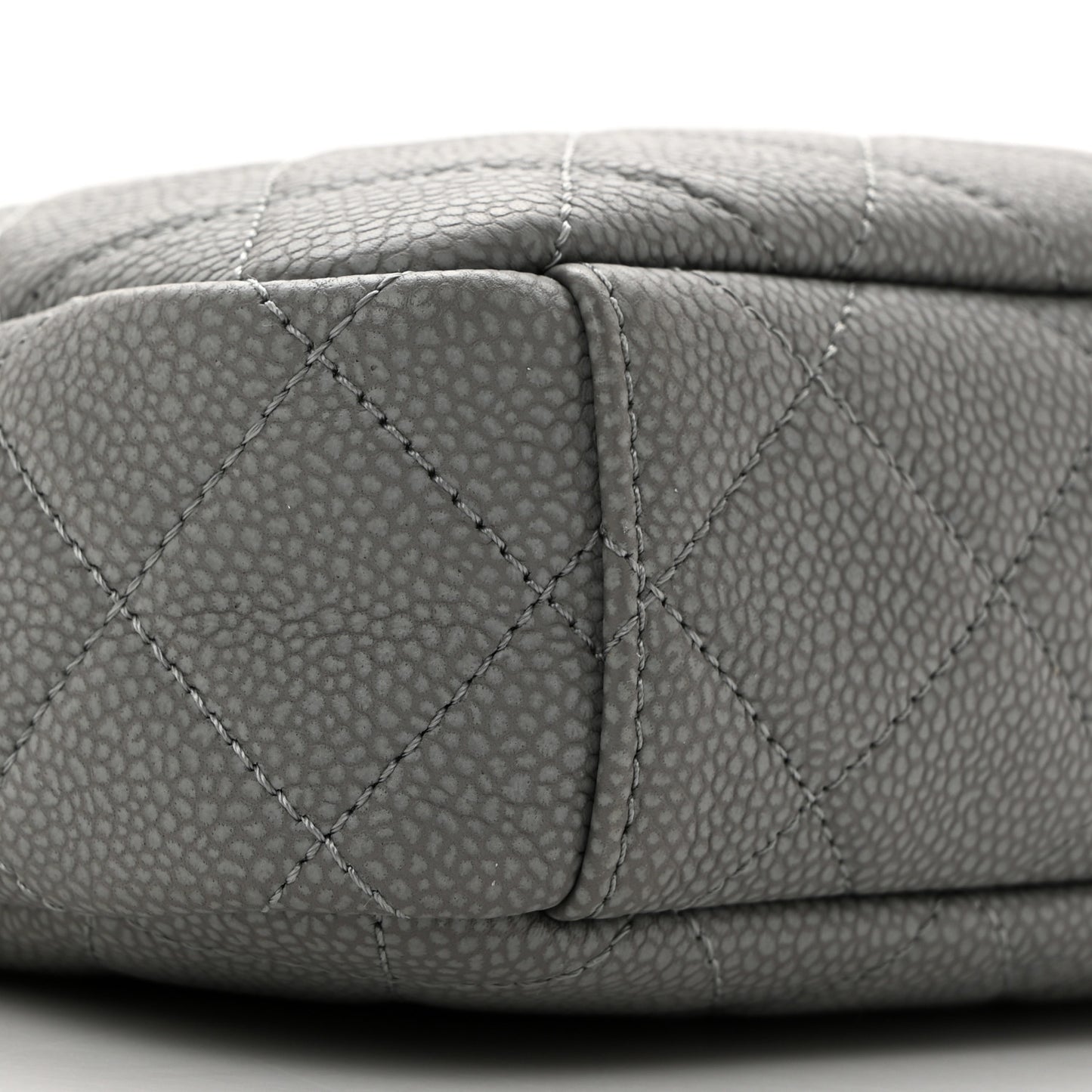 Iridescent Caviar Flat Quilted Small Coco Tassel Camera Case Grey