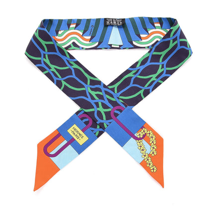 Hermes Silk Ballet Aquatique Twilly Orange Marine Vert 1 of 5