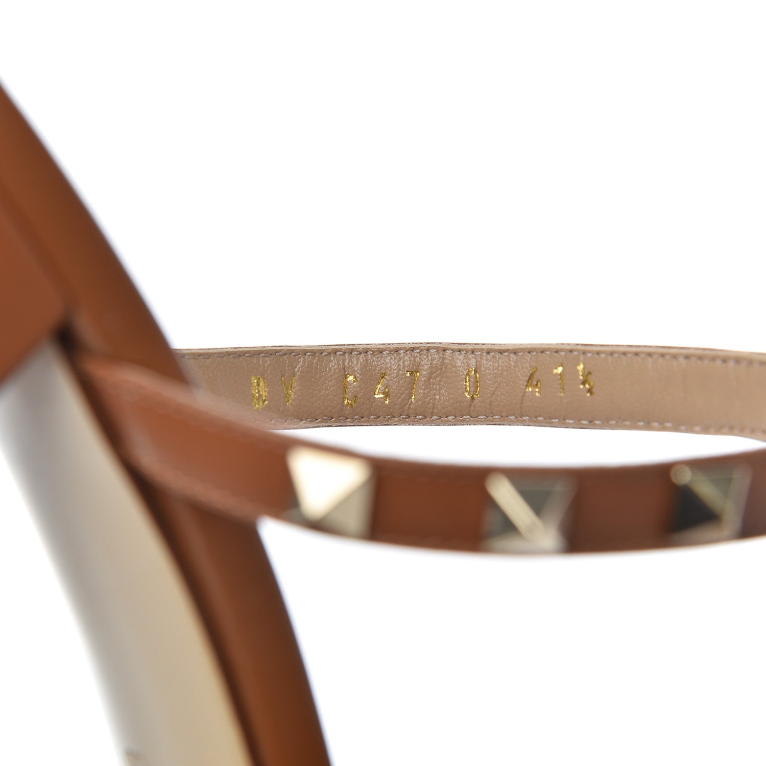 Valentino Garavani Calfskin Rockstud 60mm Caged Slide Sandals 41.5 Tobacco 8 of 9