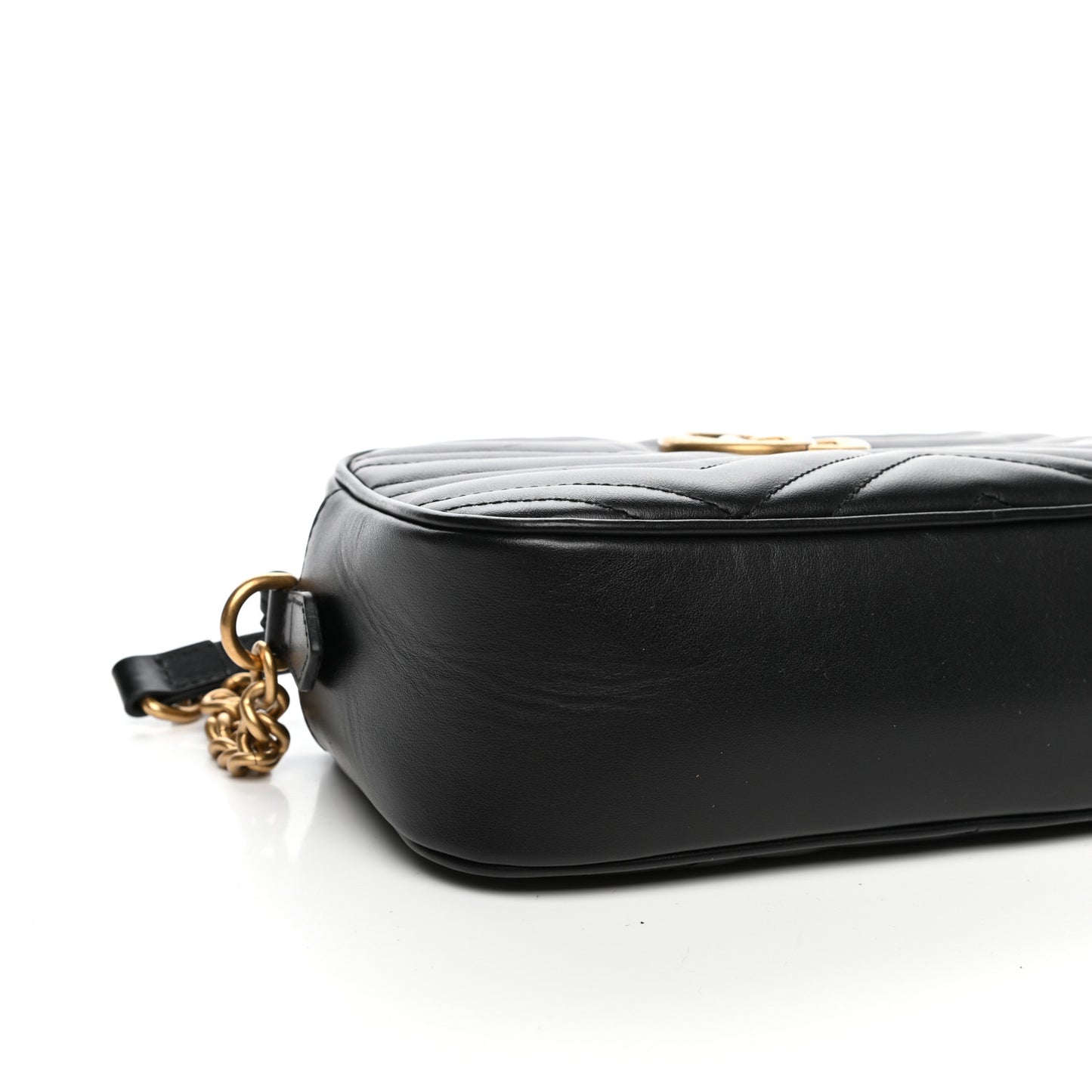 Calfskin Matelasse Small GG Marmont Chain Shoulder Bag Black