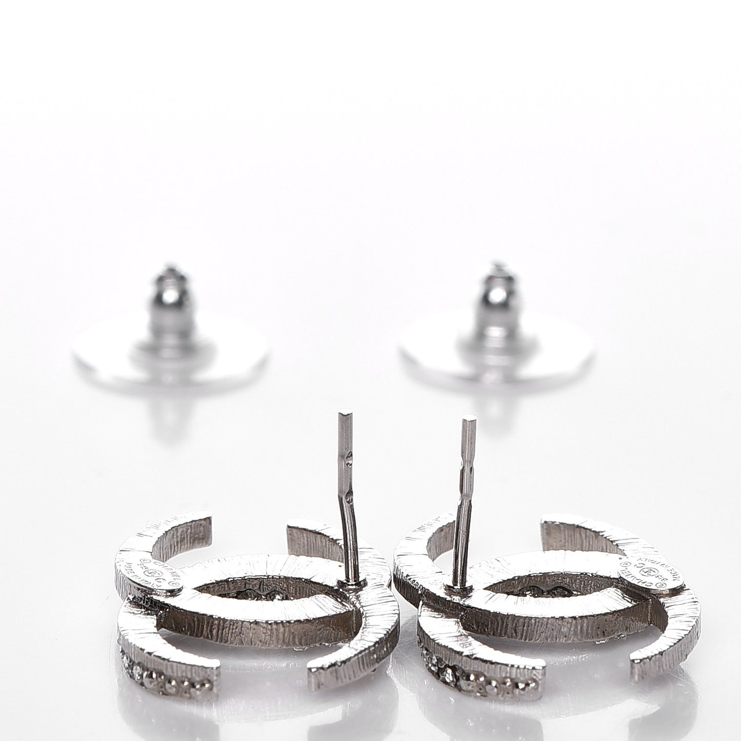 Crystal CC Moon Earrings Silver