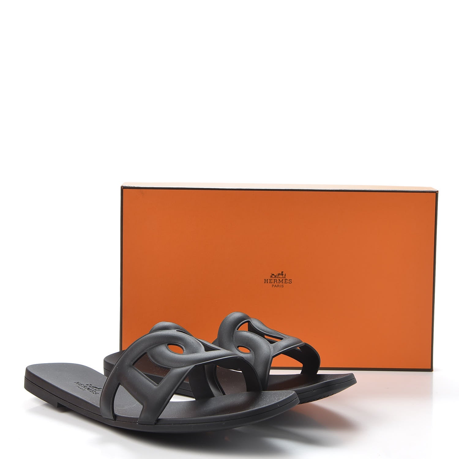 Hermes Rubber Aloha Sandals 38 Black 9 of 9
