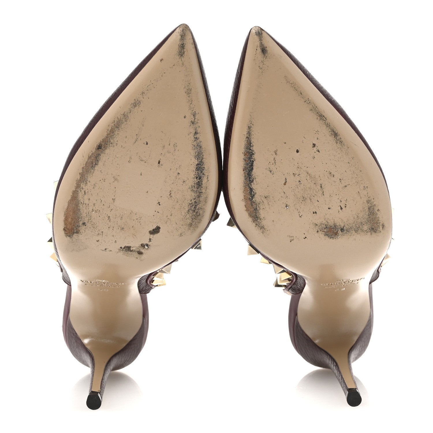 Valentino Garavani Pebbled Calfskin Rockstud Ankle Strap Pumps 38 Rubino 6 of 11