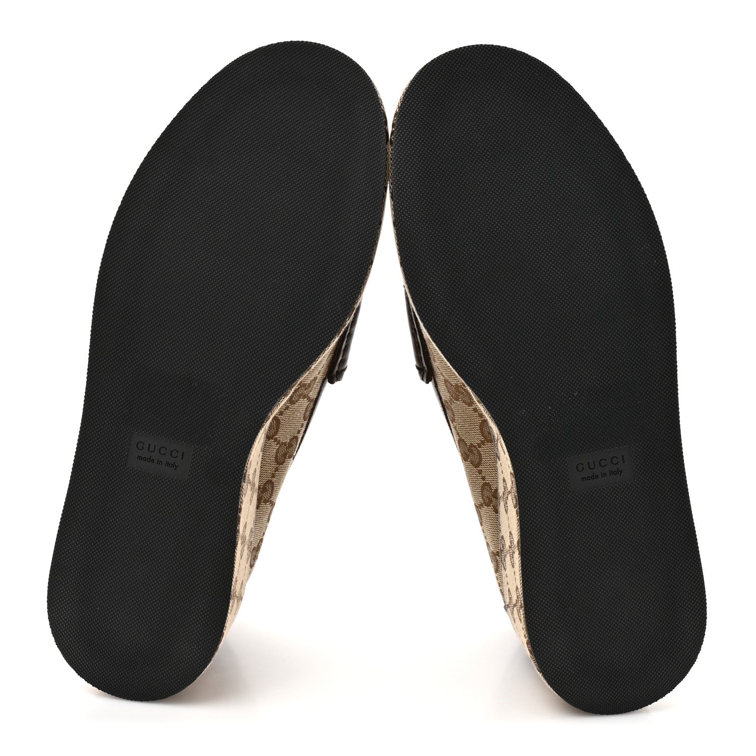 Gucci Monogram Horsebit Calfskin Womens Horsebit Wedge Platform Loafers 38 Beige Ebony 6 of 10