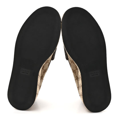 Gucci Monogram Horsebit Calfskin Womens Horsebit Wedge Platform Loafers 38 Beige Ebony 6 of 10