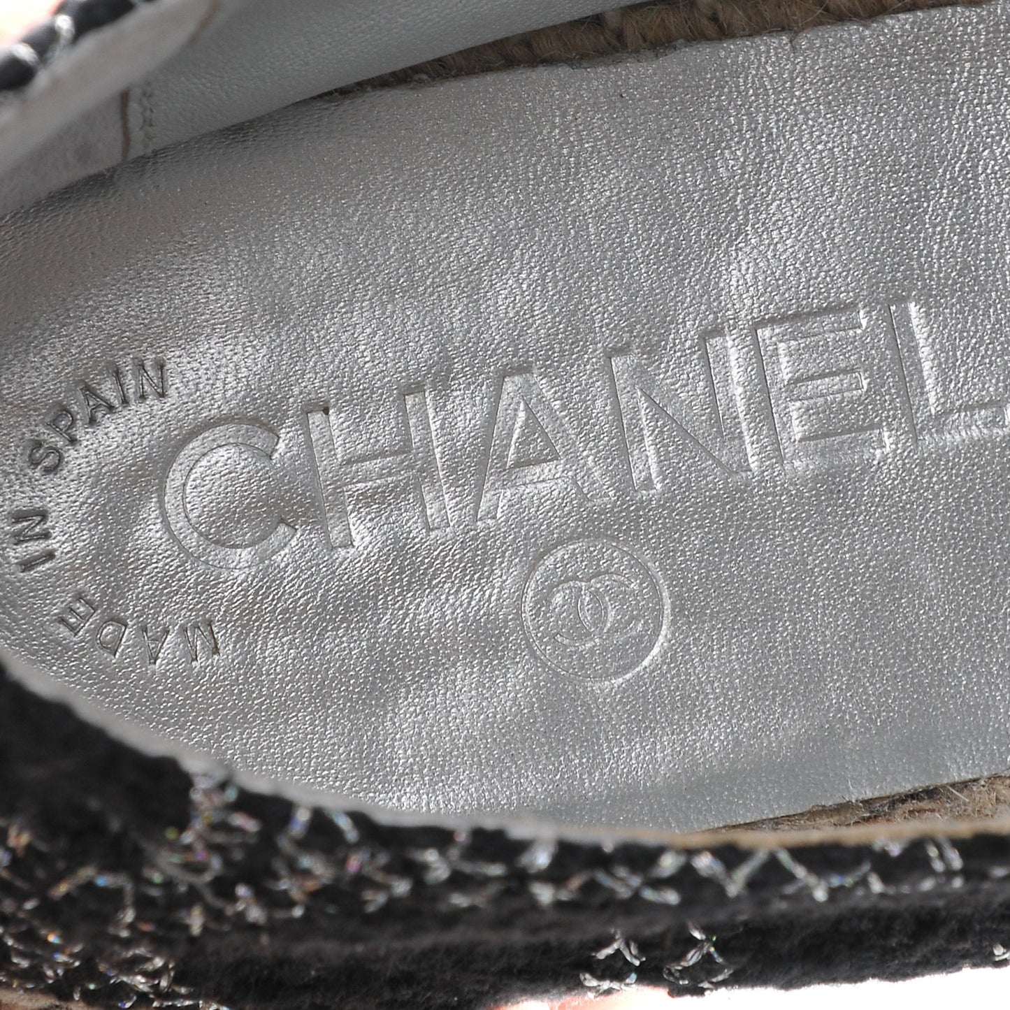Tweed Lambskin CC Espadrilles 40 Black Silver