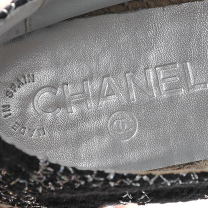 Chanel Tweed Lambskin CC Espadrilles 40 Black Silver 8 of 8