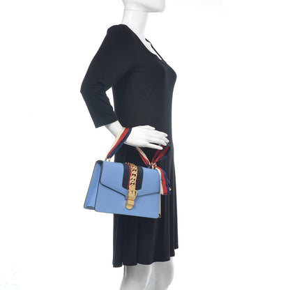 Gucci Calfskin Small Sylvie Shoulder Bag Clear Sky Blue 2 of 13