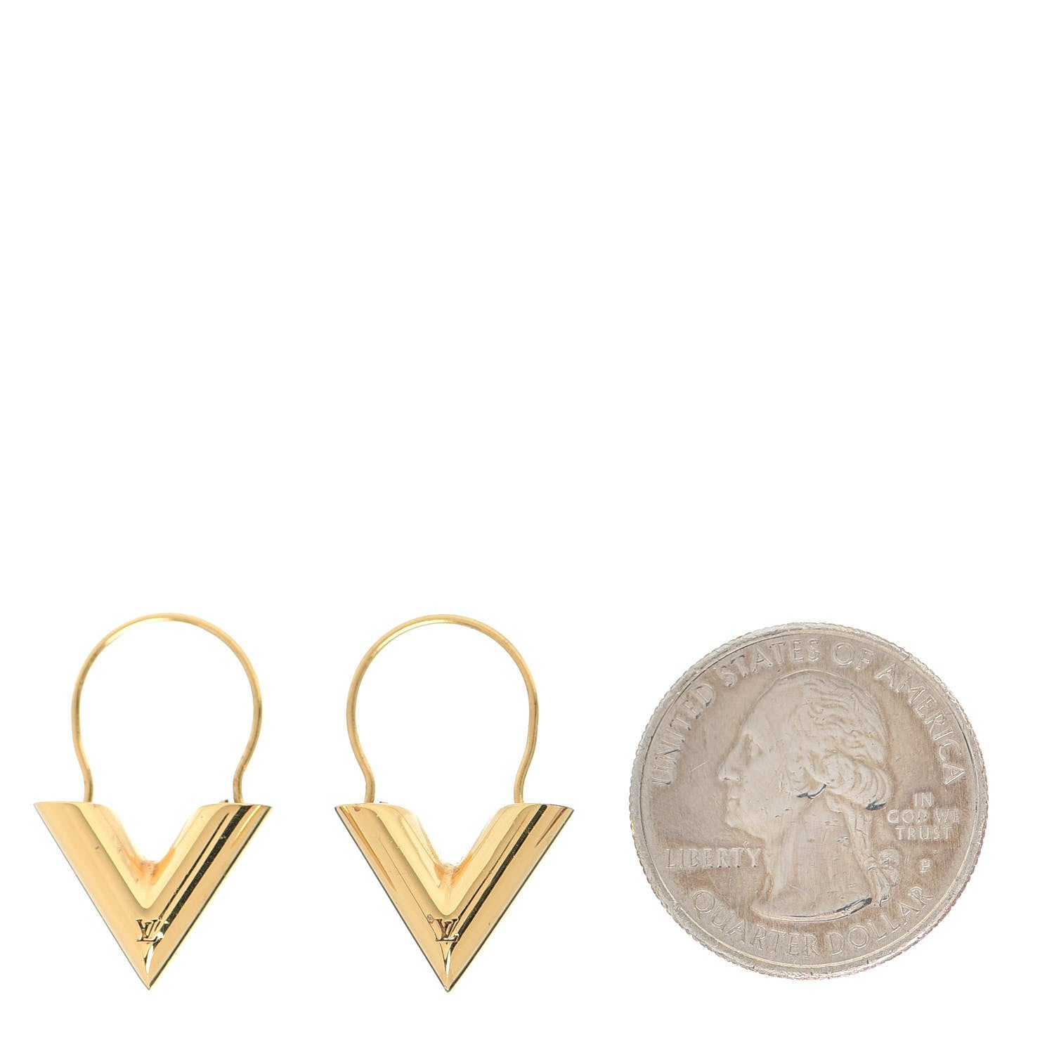 Louis Vuitton Brass Essential V Hoop Earrings Gold 2 of 4