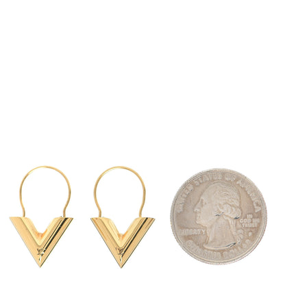 Louis Vuitton Brass Essential V Hoop Earrings Gold 2 of 4