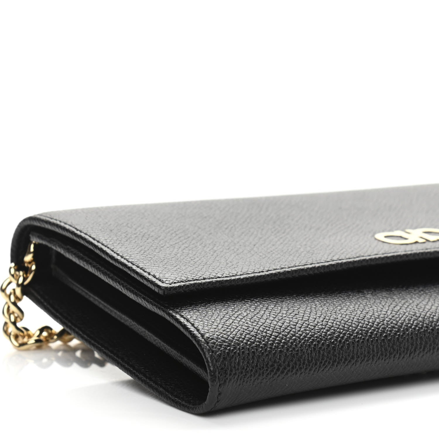 Salvatore Ferragamo Printed Calfskin Gancini Wallet On Chain Black 9 of 10