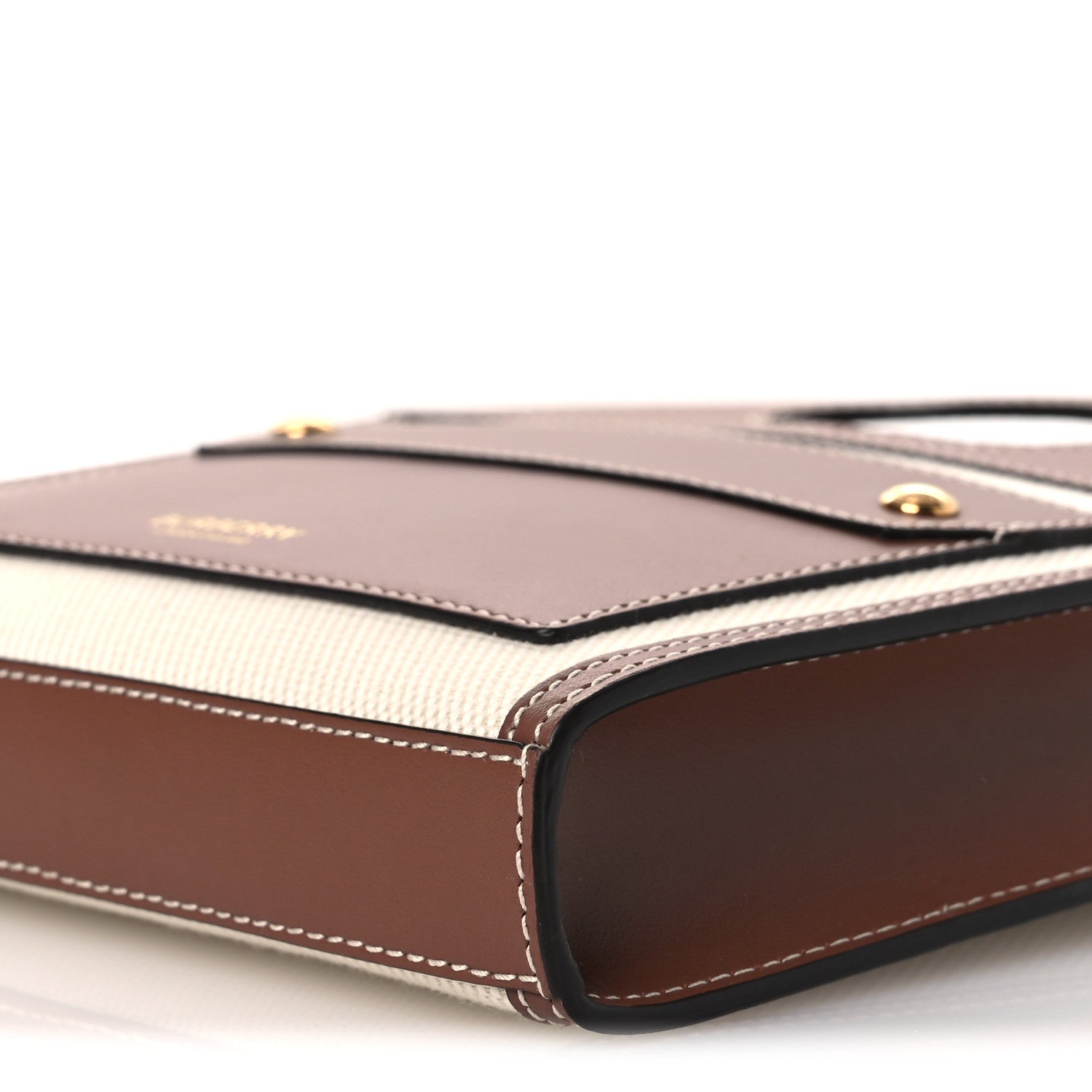 Burberry Smooth Calfskin Canvas Two Tone Micro Pocket Bag Malt