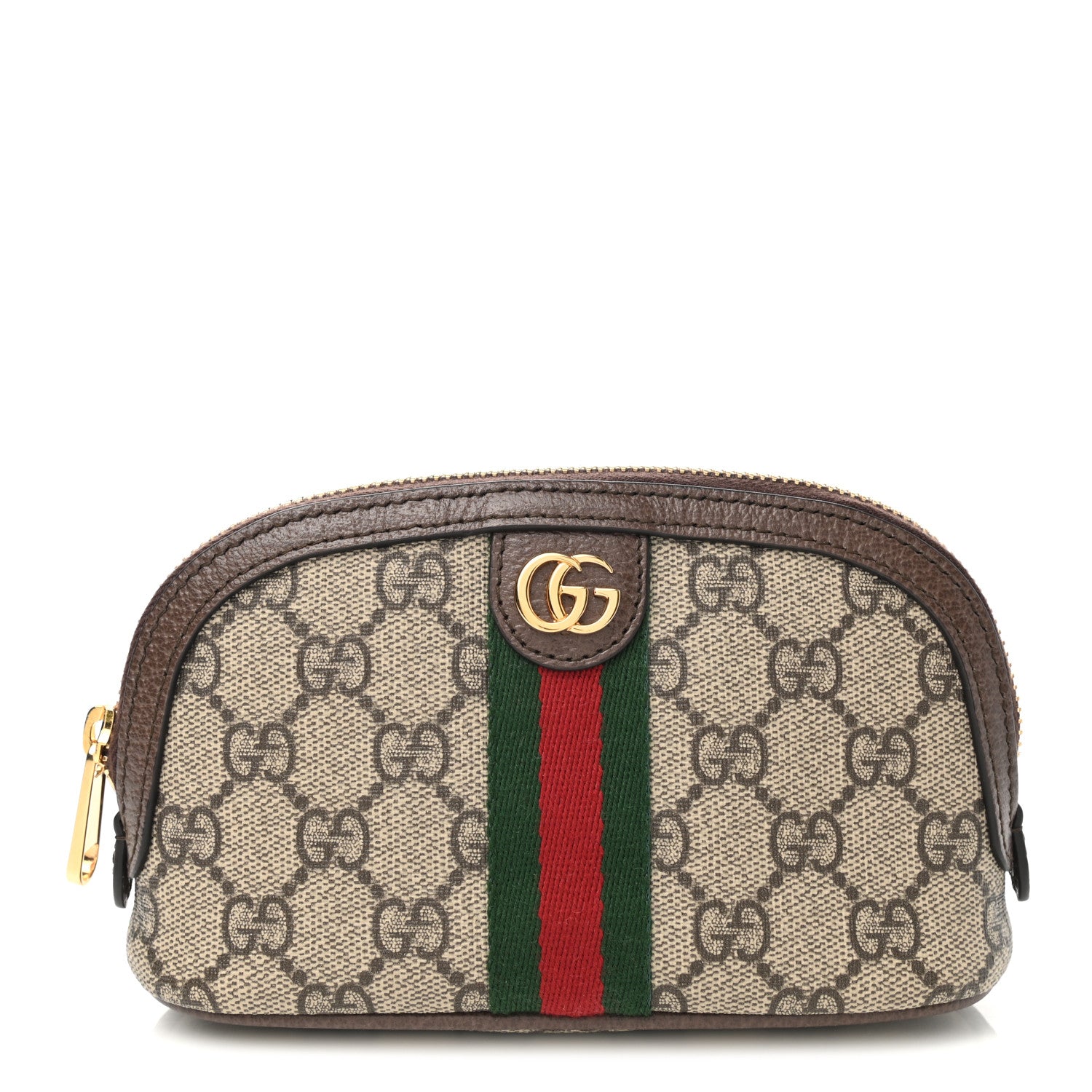 Gucci GG Supreme Monogram Textured Calfskin Web Medium Ophidia Cosmetic Case Beige Ebony New Acero 1 of 8