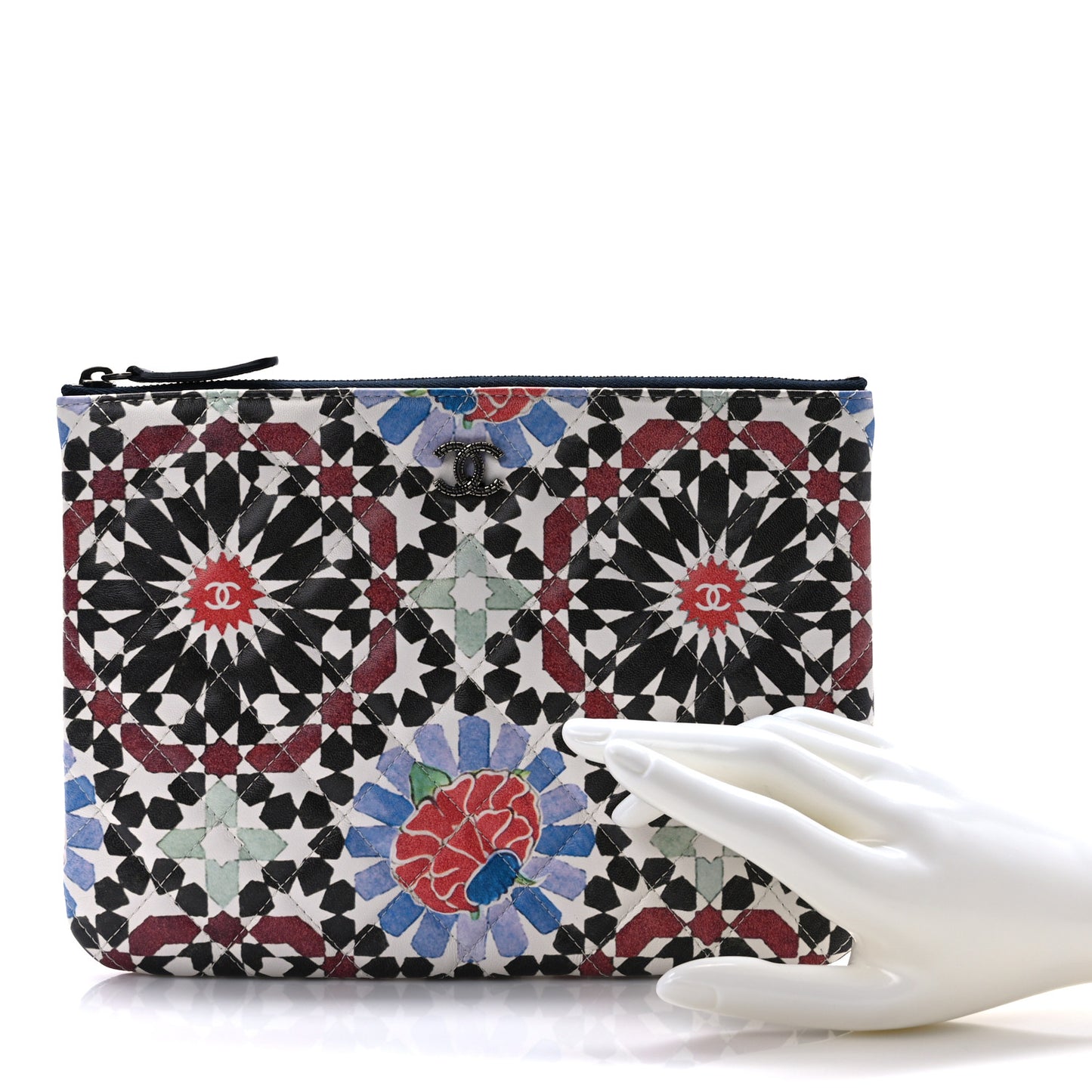 Glazed Lambskin Quilted Medium Paris Dubai Cosmetic Case Multicolor