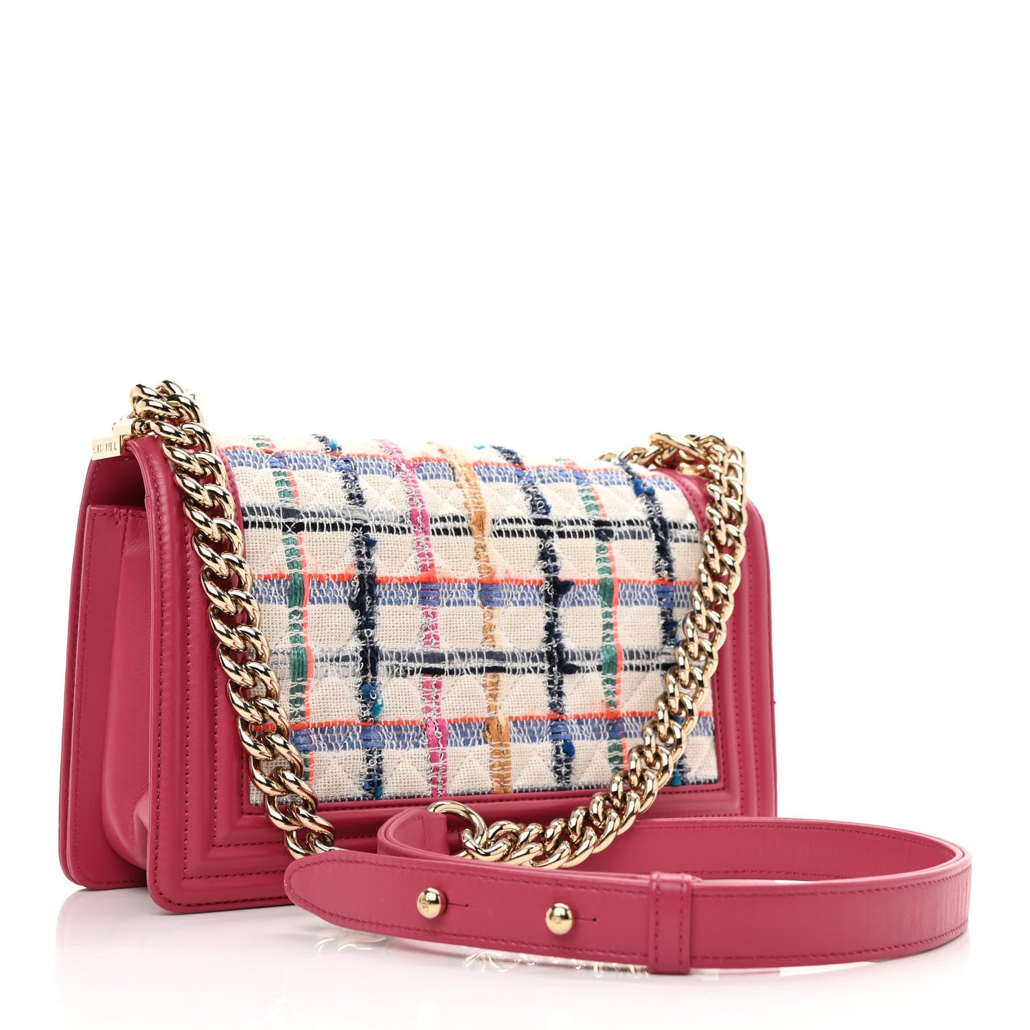 Chanel Lambskin Tweed Quilted Medium Boy Flap Dark Pink 3 of 11