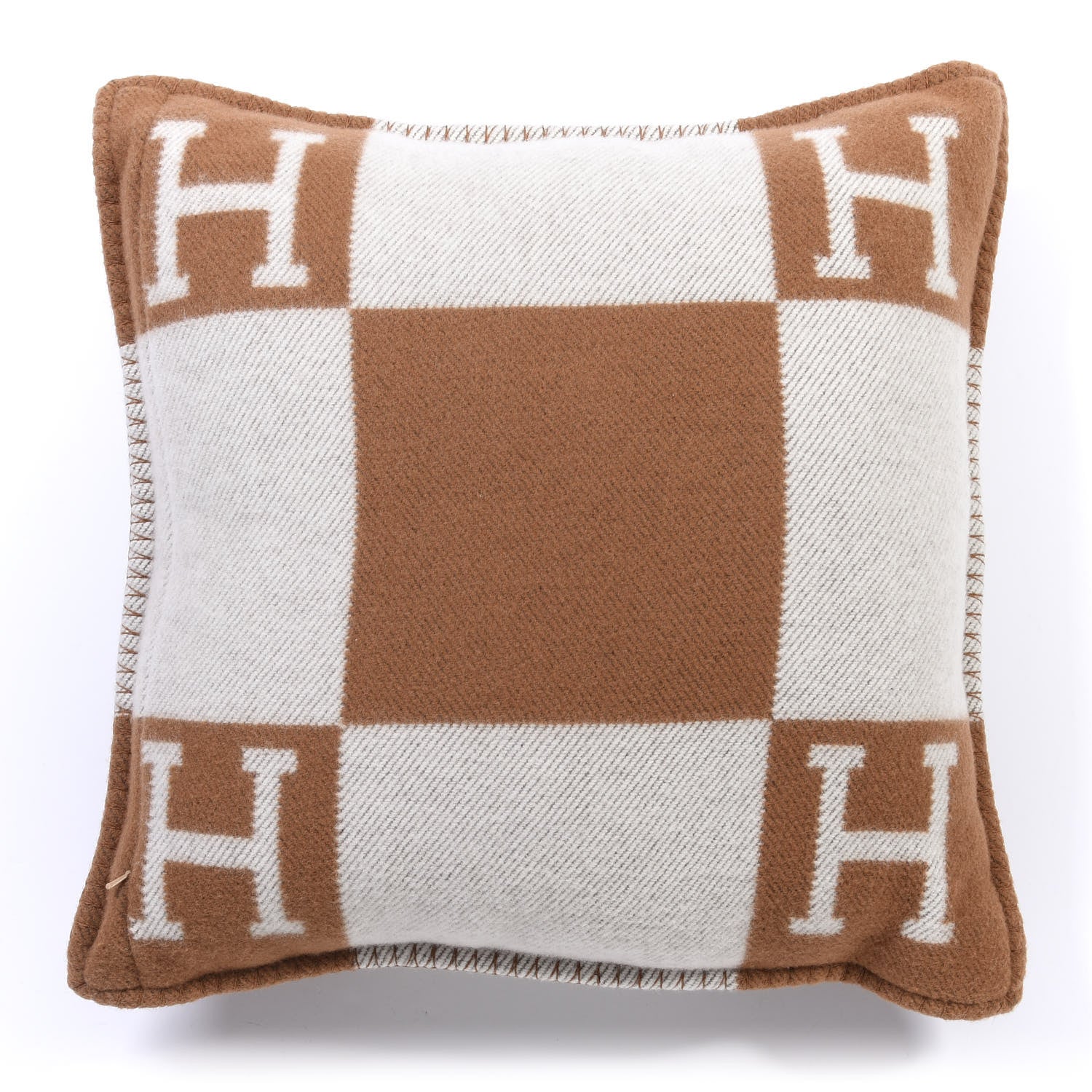Hermes Wool Cashmere Avalon Pillow PM Ecru Camel 4 of 6