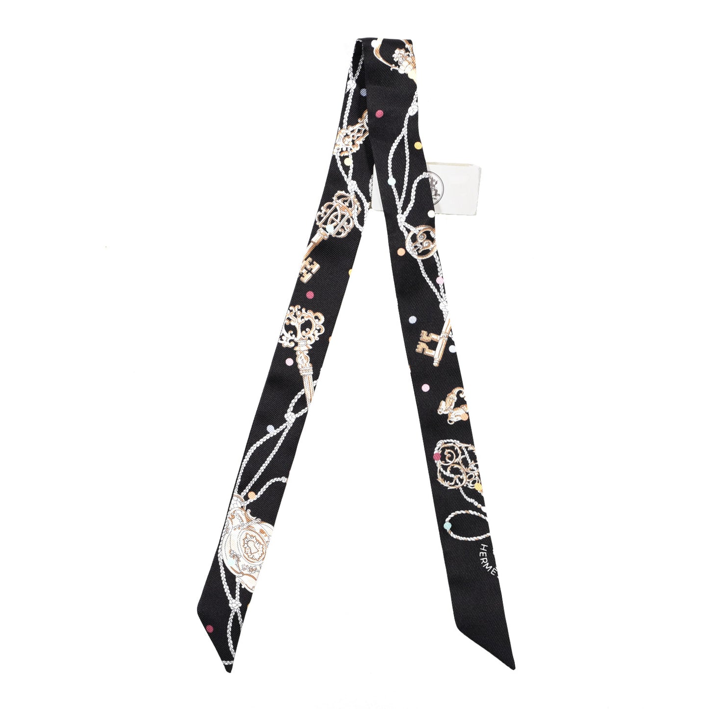Silk Les Cles A Pois Doll Twilly Black Beige Rose