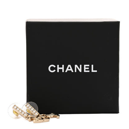 Chanel Metal Crystal Studded CC Drop Earrings Gold 5 of 5