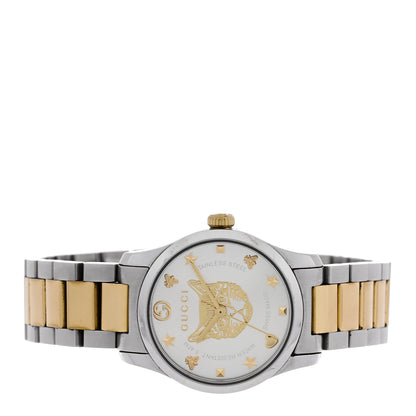 Gucci Stainless Steel 38mm G-Timeless Two Tone Cat Quartz Watch 2 of 5