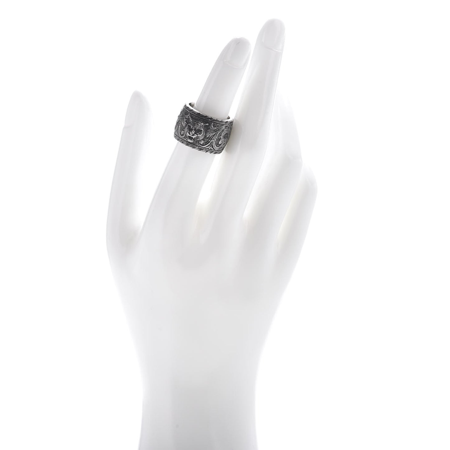 Sterling Silver Wide Feline Band Ring 53 6.25