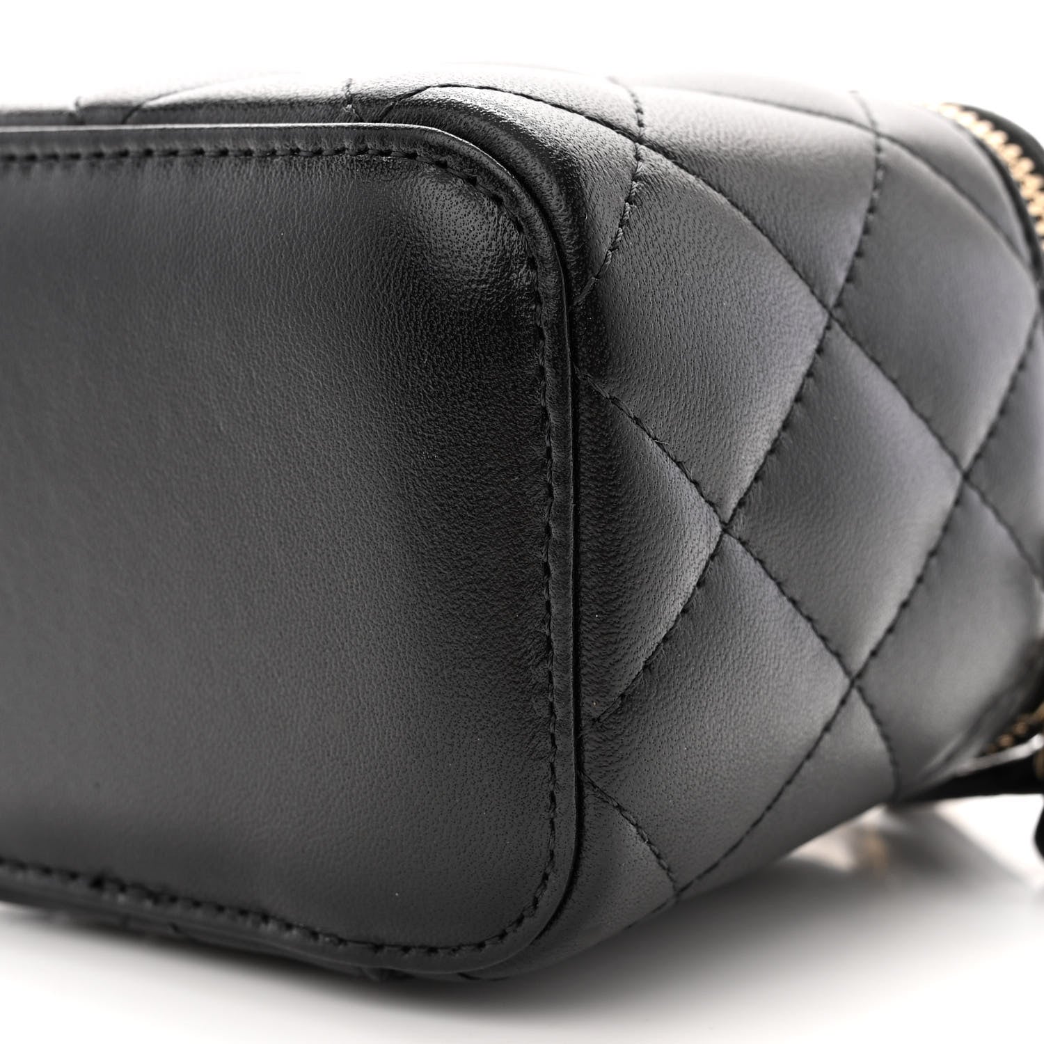 Chanel Lambskin Quilted Top Handle Mini Vanity Case With Chain Black 10 of 11