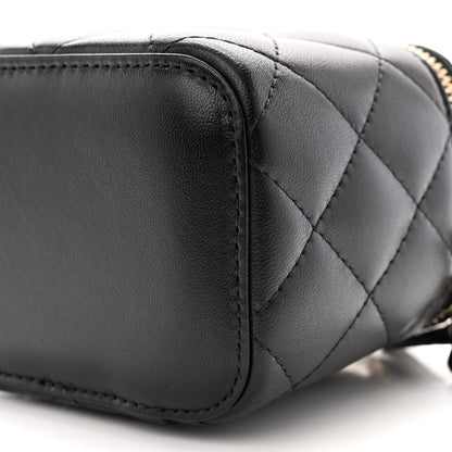 Chanel Lambskin Quilted Top Handle Mini Vanity Case With Chain Black 10 of 11
