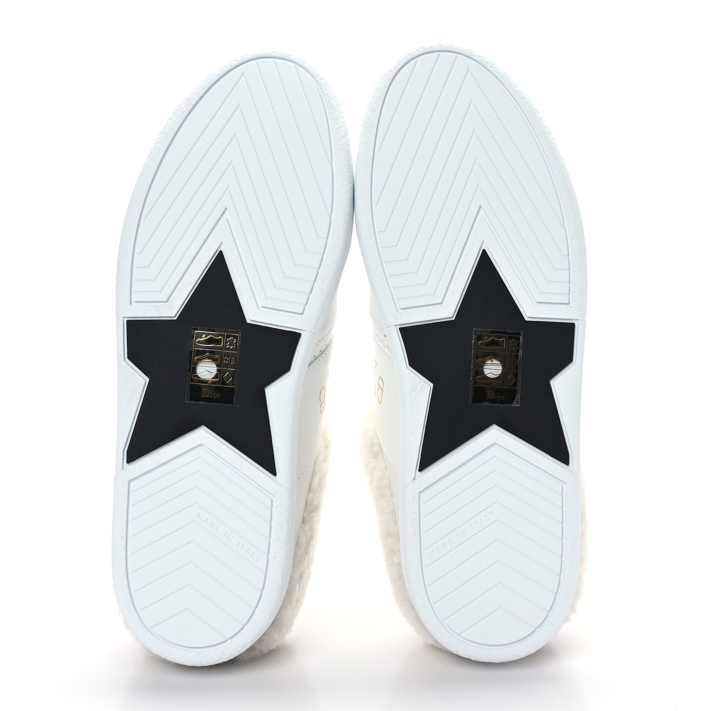Calfskin Sherpa Womens Walk'n' Dior Star Sneakers 35 White Gold