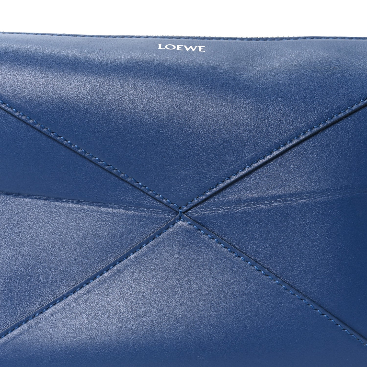 Loewe Calfskin Puzzle Fold Wash Bag Blue 8 of 10