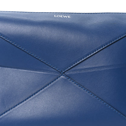 Loewe Calfskin Puzzle Fold Wash Bag Blue 8 of 10
