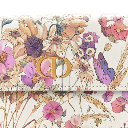 Christian Dior Calfskin Caro Freesia Long Wallet White Multicolor 8 of 9