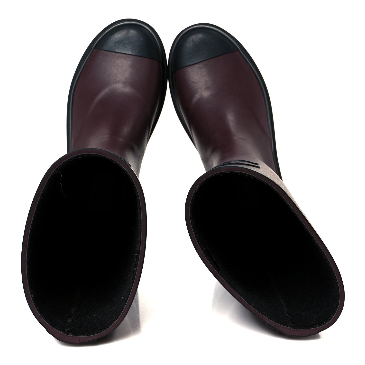 Chanel Caoutchouk CC High Boots 37 Burgundy Black 2 of 9